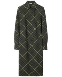 Burberry - Check Wool Blend Shirt Dress, Brand Size 2 Us - Lyst