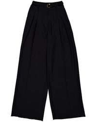 Ferragamo - Ferragamo Belted Wide-Leg Silk Trousers - Lyst