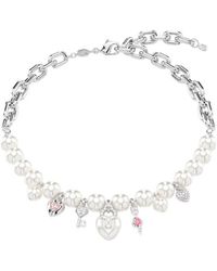 Swarovski - Idyllia Crystal Pearl Charm Necklace - Lyst