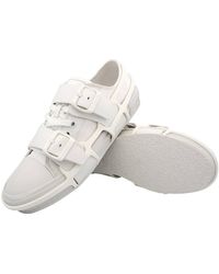 Burberry - Vers Cotton And Leather Belted Low-top Sneakers - Lyst