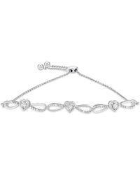 Haus of Brilliance - Sterling Silver 1/10ct Tdw Diamond Triple Heart Bolo Bracelet(h-i,i2-i3) - Lyst