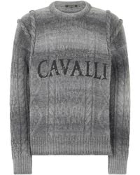 Roberto Cavalli - Logo-Embroidered Cable-Knit Sweater - Lyst
