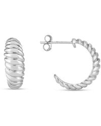 Tresorra - Sterling Small Ribbed Hoop Earrings - Lyst