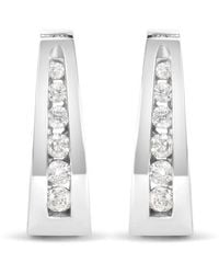 Haus of Brilliance - 14K 1/4 Cttw Channel-Set Brilliant Round-Cut Diamond Hoop Earrings (H-I I1-I2 - Lyst