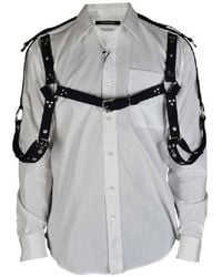 Roberto Cavalli - Harness Style Long Sleeve Cotton Shirt, Brand Size 48 Us - Lyst