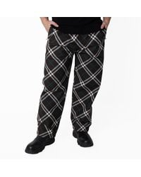 Burberry - Check Print Twill Trousers - Lyst