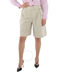 Ganni - Light Melange Suiting Belted Tailored Shorts - Lyst