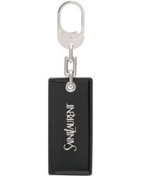 Saint Laurent - Logo Plaque Leather Keyring - Lyst