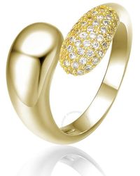 Rachel Glauber - 14k Gold Plated With Cubic Zirconia Bypass Ring - Lyst