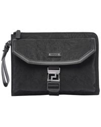 Versace - Jacquard Pattern Logo-Patch Clutch Bag - Lyst