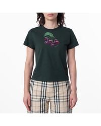 Burberry - Crystal-Embellished Cherry Cotton T-Shirt - Lyst