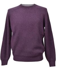 Brunello Cucinelli - Plum Cashmere Crew Neck Sweater, Brand Size 50 (Us - Lyst