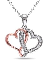 Amour - 1/7 Ct Tw Diamond Interlocking Heart Pendant With Chain - Lyst