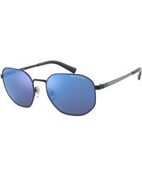 Armani Exchange Mirror Blue Geometric Sunglasses - Black
