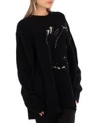 Y's Yohji Yamamoto - Ys Wool Crow Motif Long-Sleeved Pullover, Brand Size 2 (Medium) - Lyst