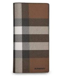 Burberry - Dark Birch Check-Print E-Canvas Leather Wallet - Lyst