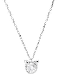 Kylie Harper - Sterling Bezel-Set Cz Kitty Cat Pendant - Lyst