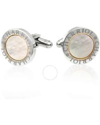 Charriol - Cufflinks Round Steel With White Mother Of Pearl - Lyst