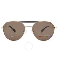 Polaroid - Polarized Bronze Pilot Sunglasses Pld 6211/s/x 0j5g/sp 57 - Lyst