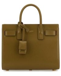 Saint Laurent - Khaki Leather Nano Sac De Jour Handbag - Lyst