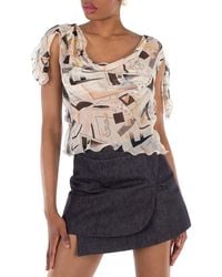 Fendi - Abstract Printed Chiffon Top, Brand Size 40 (Us - Lyst
