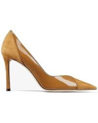 Jimmy Choo - Cass 75 Suede And Patent Pumps, Brand Size 39.5 Us - Lyst