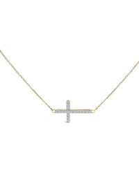 Haus of Brilliance - 10K 1/5 Cttw Diamond Sideways Cross Pendant Necklace - Lyst