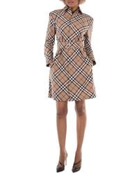 Burberry - Nova Checked Shirt Dress, Brand Size 6 (Us - Lyst