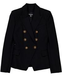 Balmain - Wool Double-Breasted Blazer, Brand Size 40 (Us - Lyst