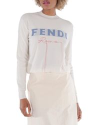 Fendi - Ivory Stretch Cashmere Blend Sweater - Lyst