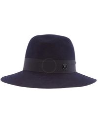 Maison Michel - Navy Henrietta Wool Felt Fedora Hat - Lyst