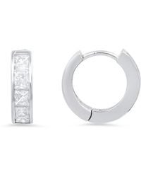 Kylie Harper - Sterling Petite Princess-Cut Huggy Hoop Earrings - Lyst