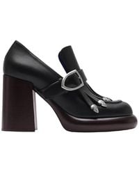 Burberry - 95Mm Round Toe Leather Wedge Pumps, Brand Size 37 (Us - Lyst