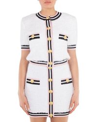 Balmain - Tweed Knit Cardigan - Lyst