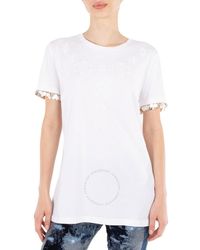 Roberto Cavalli - Optical Floral Embroidered Cotton T-shirt - Lyst