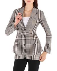 Burberry - Check Basque Detail Tailored Jacket - Lyst