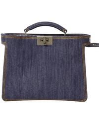 Fendi - Peekaboo Iseeu Mini Bag Denim-Effect Fabric - Lyst