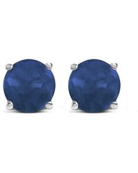 Haus of Brilliance - 14K 5X5Mm Round Sapphire Solitaire Stud Earrings - Lyst