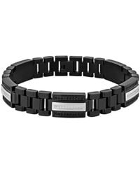 Robert Alton - 7/8Ctw And Diamond Stainless Steel With Two-Tone Finish Link Bracelet - Lyst