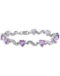Amour - 5 Ct Tgw Amethyst And Diamond Heart S-Link Bracelet - Lyst