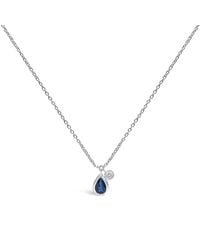 Haus of Brilliance - 14K 6X4Mm Pear Sapphire And Diamond Accent Charm Pendant Necklace - Lyst