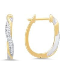 Kylie Harper - Sterling Two-Tone Cz Swirl Hoop Earrings - Lyst