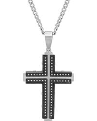 Robert Alton - 1/3Ctw Diamond Stainless Steel With & Finish Cross Pendant - Lyst