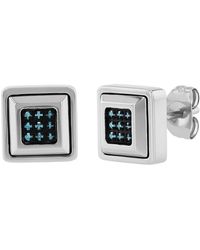 Robert Alton - 1/10Ctw Diamond Stainless Steel Square Stud Earrings - Lyst