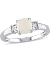 Amour - Cushion Cut Opal And Diamond Accent Ring - Lyst