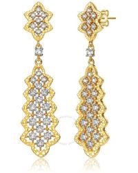 Rachel Glauber - Rhodium And 14k Gold Plated Cubic Zirconia Dangle Earrings - Lyst