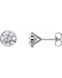 Tresorra - 14K Lab-Grown Diamond 1 Carat Round Bezel Set Stud Earrings - Lyst