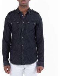 Balmain - Long Sleeve Denim Shirt, Brand Size 39 (Neck - Lyst