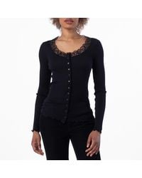 Saint Laurent - Scoop Neck Long Sleeve Top - Lyst