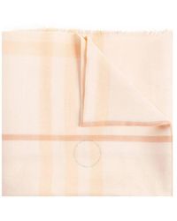 Burberry - Cameo Check Wool Silk Fringed Scarf - Lyst